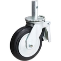 Casterhq 8"x2" Scaffold Caster W/ Brake, Mold-ON-Rubber Wheel, Metal Th 8X2-RCI-SCSO4